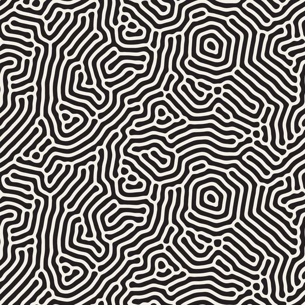 Organik düzensiz yuvarlak hatları. Vektör sorunsuz siyah-beyaz desen.