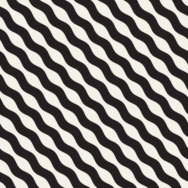 Golvende rimpel lijnen. Vector naadloze Black and White Pattern. — Stockvector