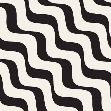 Çapraz dalgalı çizgiler desen vektör sorunsuz siyah ve beyaz el çekilmiş