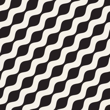 Dalgalı dalgalanma satırları. Vektör sorunsuz siyah-beyaz desen.