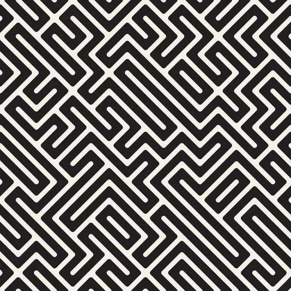 Unregelmäßige Labyrinthe. Vektor nahtloses Schwarz-Weiß-Muster. — Stockvektor
