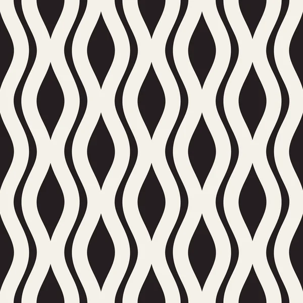 Lignes ondulées ondulées. Modèle noir et blanc sans couture vectoriel . — Image vectorielle