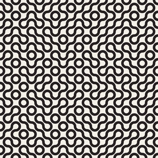 Vektör sorunsuz siyah beyaz çizgi geometrik labirent deseni yuvarlak