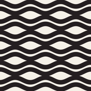 Dalgalı dalgalanma satırları. Vektör sorunsuz siyah-beyaz desen.