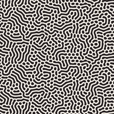 Organik düzensiz yuvarlak hatları. Vektör sorunsuz siyah-beyaz desen.