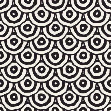 Kaba hattı el daire çizilmiş. Vektör sorunsuz siyah-beyaz desen.