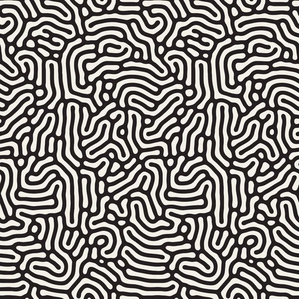 Lignes arrondies irrégulières organiques. Modèle noir et blanc sans couture vectoriel — Image vectorielle