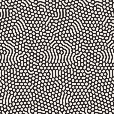 Organik düzensiz yuvarlak hatları. Vektör sorunsuz siyah-beyaz desen.