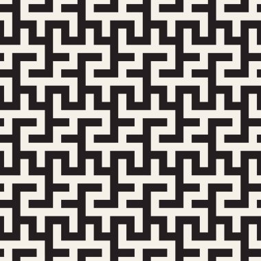 Labirent karışık satırları çağdaş grafik. Vektör sorunsuz siyah-beyaz desen.