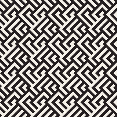 Labirent karışık satırları çağdaş grafik. Vektör sorunsuz siyah-beyaz desen.