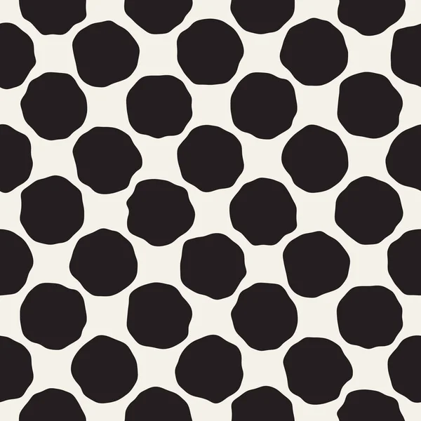 Ligne rugueuse dessinés à la main Cercles. Modèle noir et blanc sans couture vectoriel . — Image vectorielle