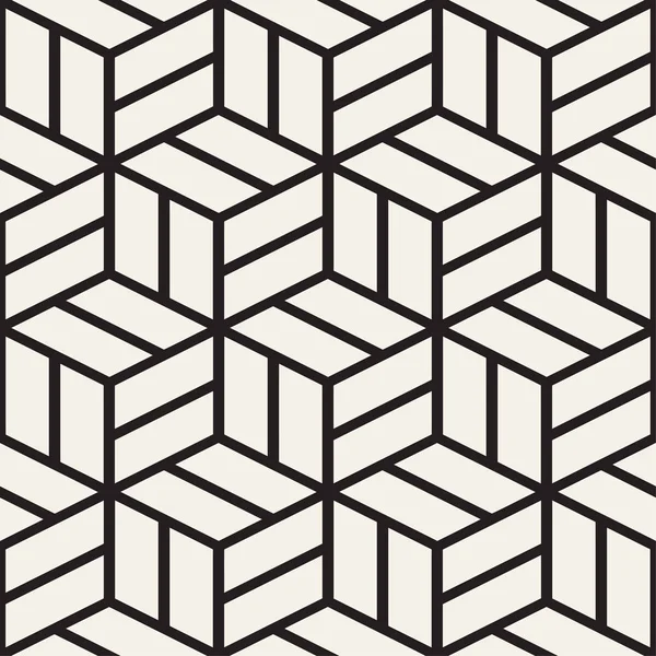Grade cúbica Tiling Textura Elegante Sem Fim. Padrão preto e branco sem costura vetorial — Vetor de Stock
