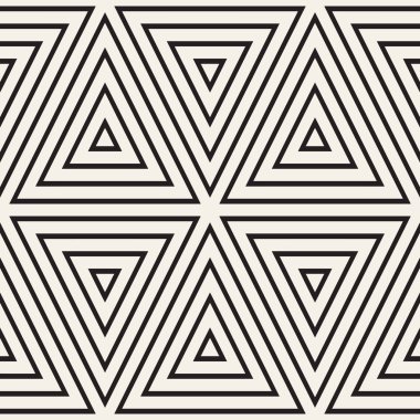 Şık minimalist üçgen şekil çizgileri kılavuz. Vektör sorunsuz siyah-beyaz desen.