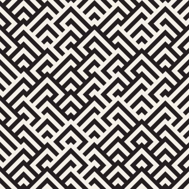 Labirent karışık satırları çağdaş grafik. Vektör sorunsuz siyah-beyaz desen.