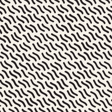 El dağınık dalgalı çizgiler tek renkli doku çekilmiş. Vektör sorunsuz siyah-beyaz desen