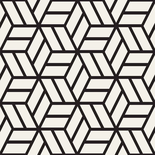 Cubic Grid Tiling Endless Stylish Texture. Vector Seamless Black and White Pattern — Stock Vector