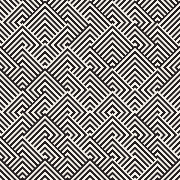Labyrinth verworrener Linien zeitgenössische Grafik. Vektor nahtloses Schwarz-Weiß-Muster. — Stockvektor