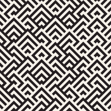 Labirent karışık satırları çağdaş grafik. Vektör sorunsuz siyah-beyaz desen.
