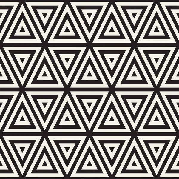 Elegante minimalista triángulo forma líneas cuadrícula. Patrón blanco y negro sin costura vectorial . — Archivo Imágenes Vectoriales
