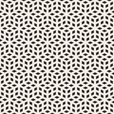 Küp kılavuz döşeme sonsuz şık doku. Vektör sorunsuz siyah-beyaz desen