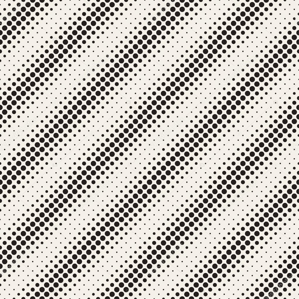 Stylish Minimalistic Halftone Grid. Vector Seamless Black and White Pattern