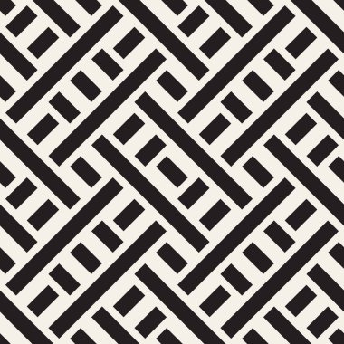 Satırları labirent kafes titreşim. Etnik tek renkli doku. Vektör sorunsuz siyah-beyaz desen