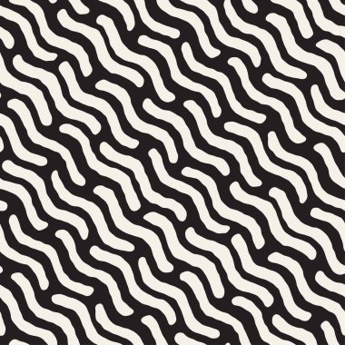 El dağınık dalgalı çizgiler tek renkli doku çekilmiş. Vektör sorunsuz siyah-beyaz desen