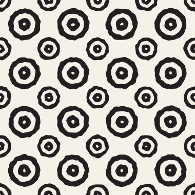 Kaba hattı el daire çizilmiş. Vektör sorunsuz siyah-beyaz desen.