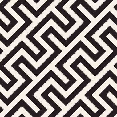 Trendy tek renkli çizgi kafes. Vektör sorunsuz siyah-beyaz desen.