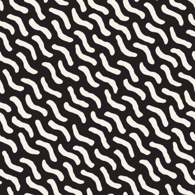 El dağınık dalgalı çizgiler tek renkli doku çekilmiş. Vektör sorunsuz siyah-beyaz desen