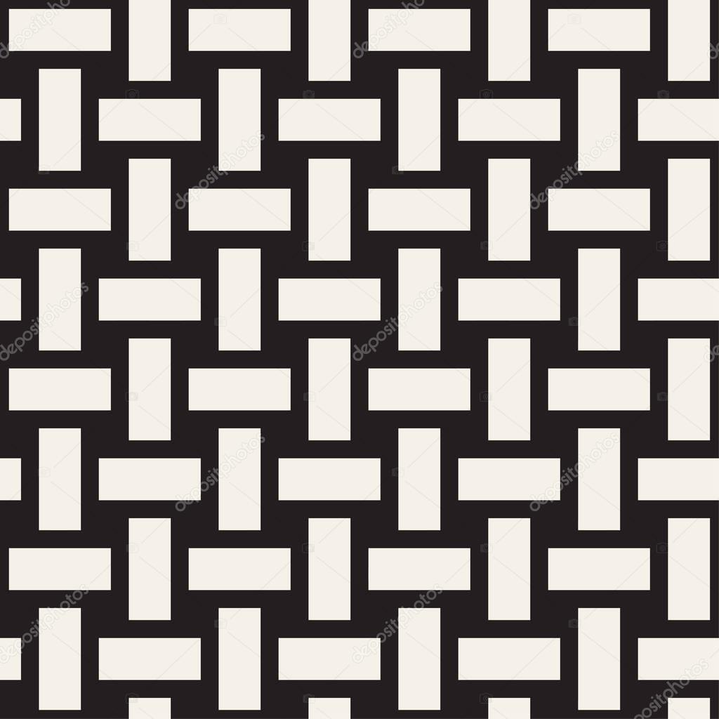 Trendy monochrome twill weave. Vector Seamless Black and White Pattern.
