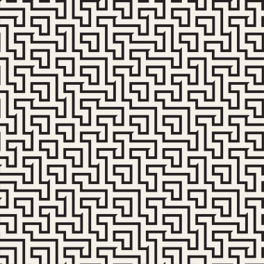Labirent karışık satırları çağdaş grafik. Vektör sorunsuz siyah-beyaz desen.