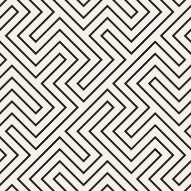 Labirent karışık satırları çağdaş grafik. Vektör sorunsuz siyah-beyaz desen.