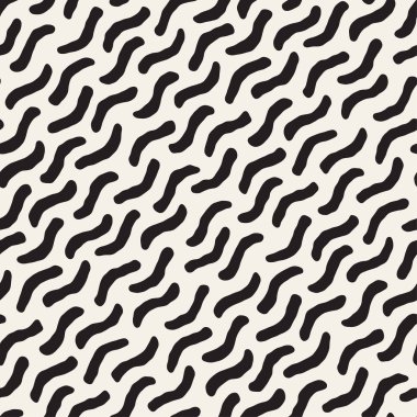 El dağınık dalgalı çizgiler tek renkli doku çekilmiş. Vektör sorunsuz siyah-beyaz desen