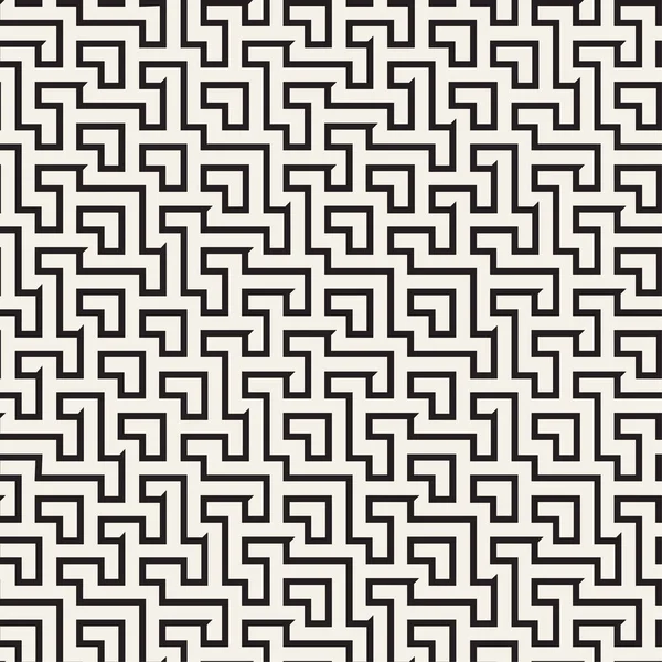 Linhas de emaranhado labirinto Gráfico contemporâneo. Padrão preto e branco sem costura vetorial . —  Vetores de Stock