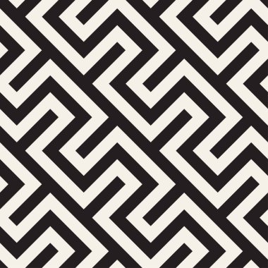 Trendy tek renkli çizgi kafes. Vektör sorunsuz siyah-beyaz desen.