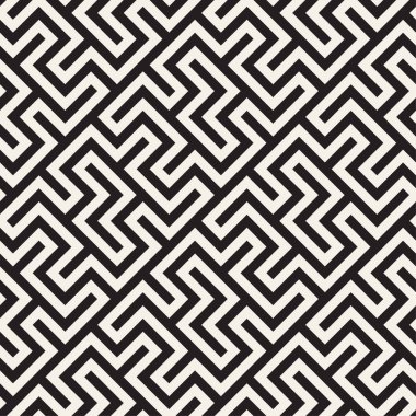 Labirent karışık satırları çağdaş grafik. Vektör sorunsuz siyah-beyaz desen.