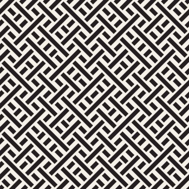 Satırları labirent kafes titreşim. Etnik tek renkli doku. Vektör sorunsuz siyah-beyaz desen