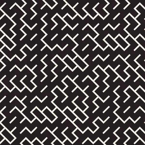 Unregelmäßige Labyrinthe Formen Fliesen zeitgenössisches Grafikdesign. Vektor nahtloses Schwarz-Weiß-Muster — Stockvektor