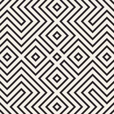 Trendy tek renkli çizgi kafes. Vektör sorunsuz siyah-beyaz desen.