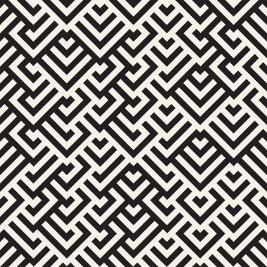 Labirent karışık satırları çağdaş grafik. Vektör sorunsuz siyah-beyaz desen.