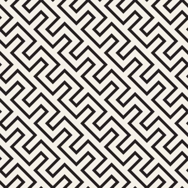 Trendy tek renkli çizgi kafes. Vektör sorunsuz siyah-beyaz desen.