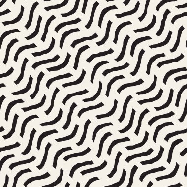El dağınık dalgalı çizgiler tek renkli doku çekilmiş. Vektör sorunsuz siyah-beyaz desen