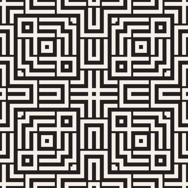 Etnik süsleme yerli şık baskı hatları. Vektör sorunsuz siyah-beyaz desen