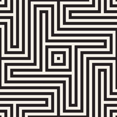 Elle çizilmiş stil soyut seamless modeli siyah beyaz. Retro serbest çentikli çizgiler doku.