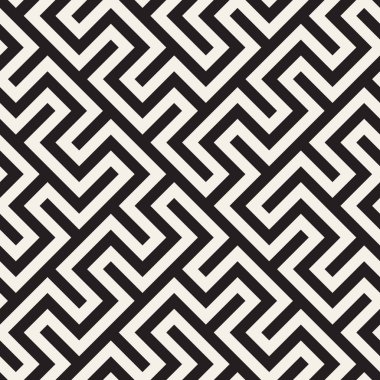 Trendy tek renkli çizgi kafes. Vektör sorunsuz siyah-beyaz desen.