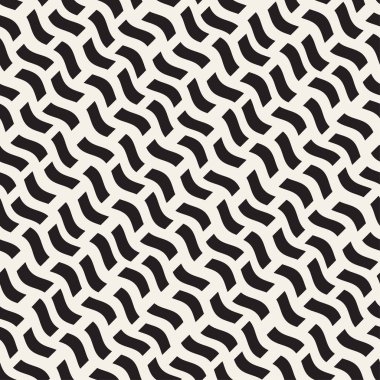 El dağınık dalgalı çizgiler tek renkli doku çekilmiş. Vektör sorunsuz siyah-beyaz desen