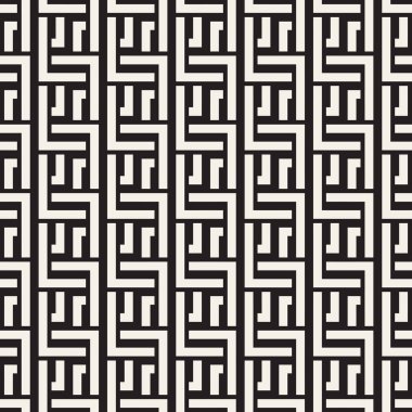 Satırları labirent kafes titreşim. Etnik tek renkli doku. Vektör sorunsuz siyah-beyaz desen