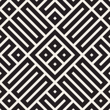 Simetrik çizgileri kafes ile geometrik etnik köken. Vektör soyut Seamless Modeli.