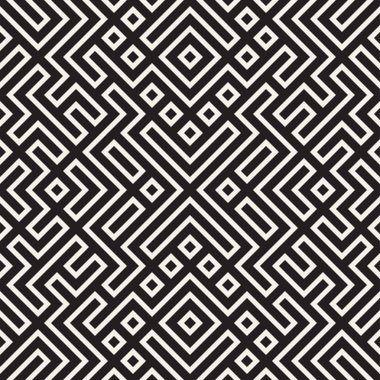 Simetrik çizgileri kafes ile geometrik etnik köken. Vektör soyut Seamless Modeli.